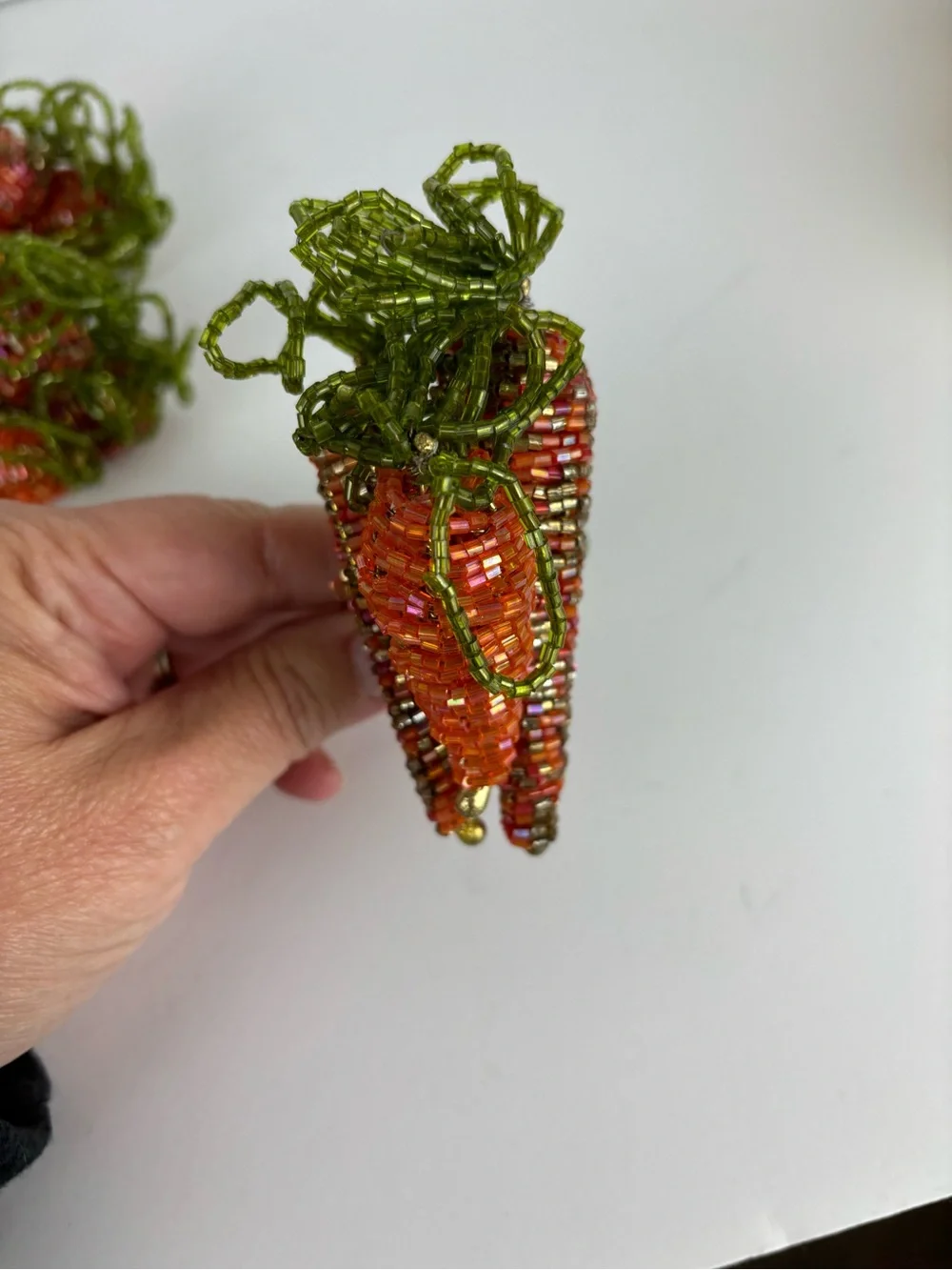 Pier 1 Beaded Carrot Napkin Rings-6pc Set-Spring/Easter